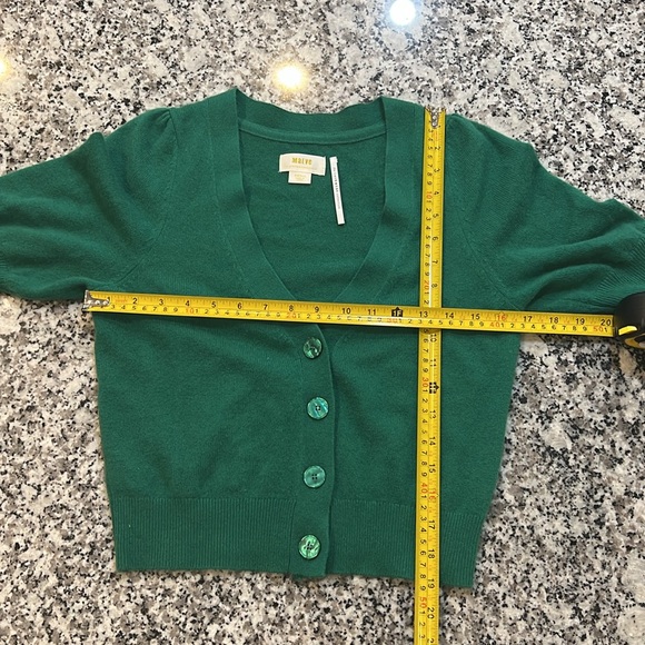 Anthropologie Maeve “Beth” green 100% cashmere button-up cardigan sweater -small - Picture 6 of 8